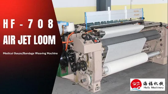Bleached High Absorbent Bandage Hospital Medical Sterile Super Absorbent Cotton Jumbo Gauze Roll Making Air Jet Loom Machine Hf708 